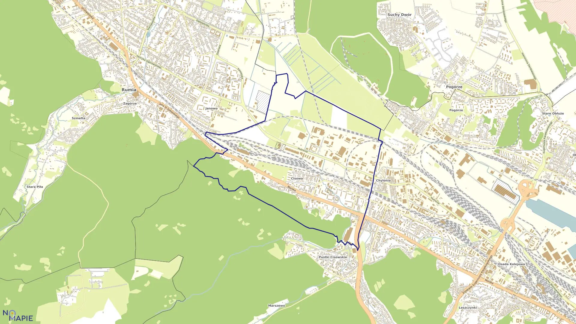 Mapa obrębu CISOWA w mieście Gdynia