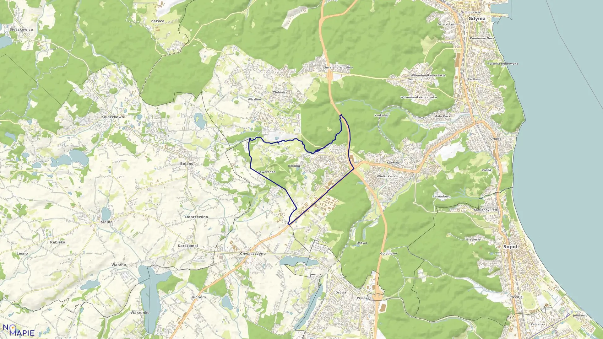 Mapa obrębu DĄBROWA w mieście Gdynia