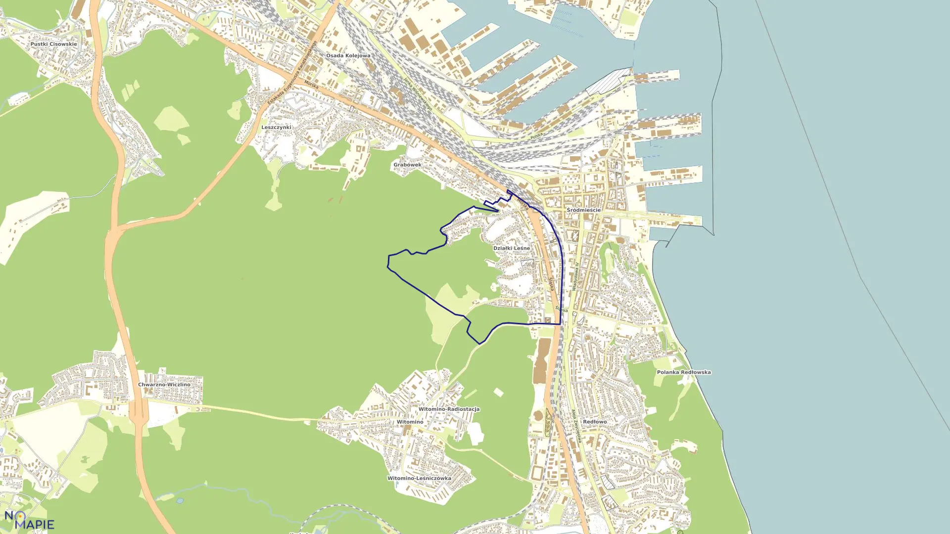 Mapa obrębu DZIAŁKI LEŚNE w mieście Gdynia