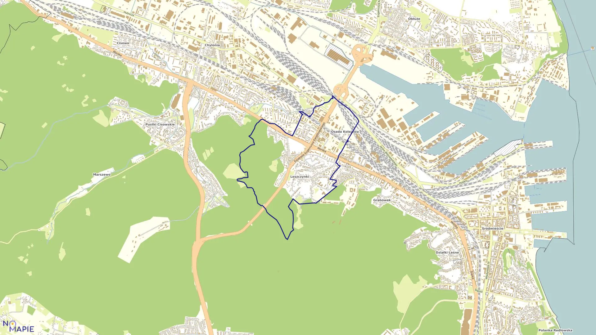 Mapa obrębu LESZCZYNKI w mieście Gdynia