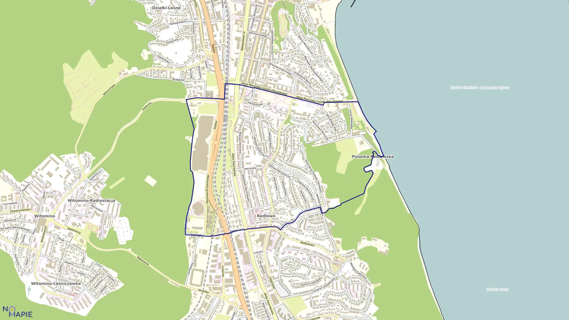 Mapa obrębu WZGÓRZE ŚW. MAKSYMILIANA w mieście Gdynia